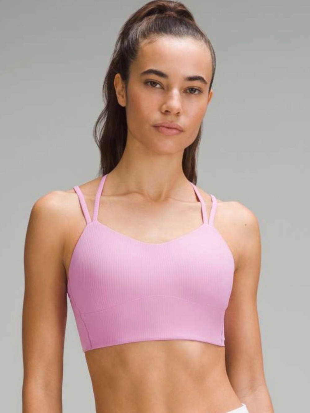 Lululemon Dahlia Mauve Like a Cloud Ribbed Longline Bra Size 8